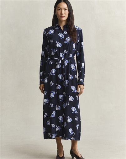Gant - Printed Shirt Kjole - Evening Blue 